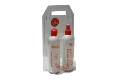 Blister moldeado para la presentación de botellas de protección solar sector cosmético o farmacéutico